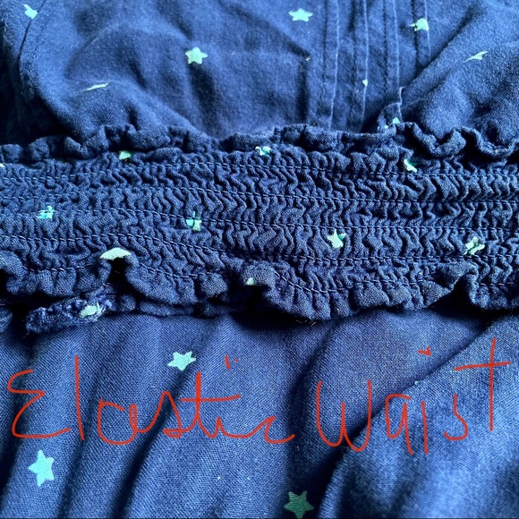 RED CAMEL Boho Bohemian Blue with Stars Ribbon Neckline Top Blouse Womens Large - Picture 10 of 14
